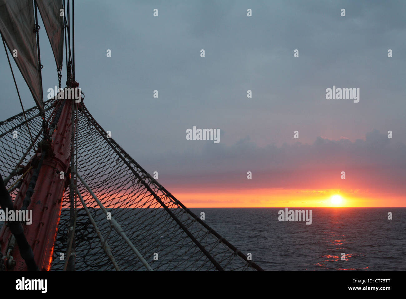 sails, vessel equipment, sunset Stock Photo Alamy