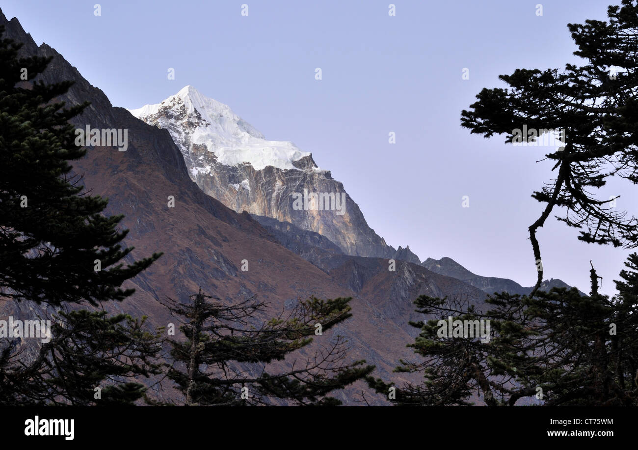 mountains near Tengboche in Nepal Stock Photo