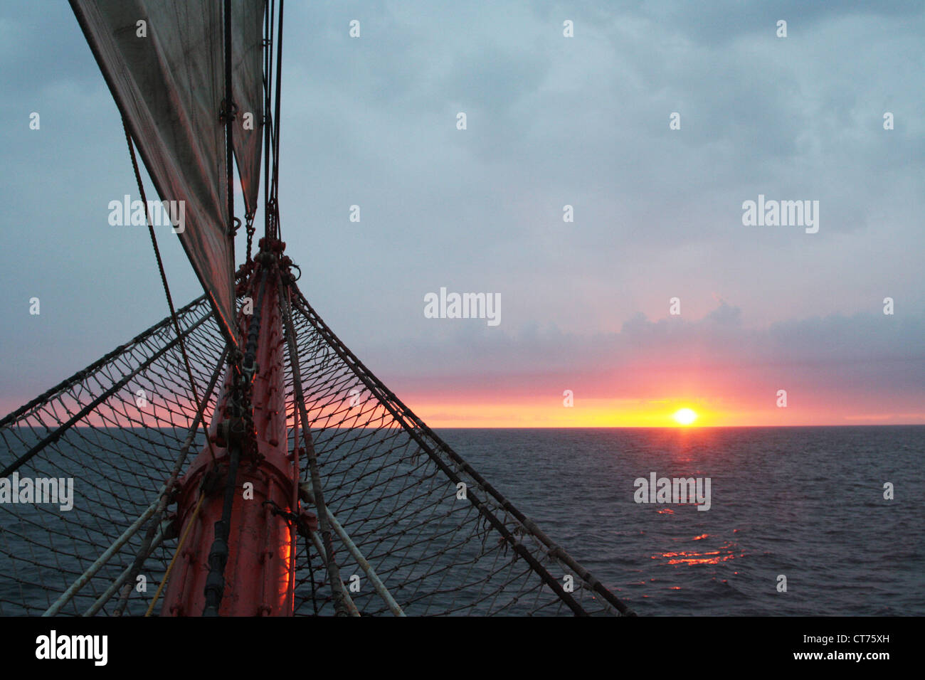 sails, vessel equipment, sunset Stock Photo Alamy