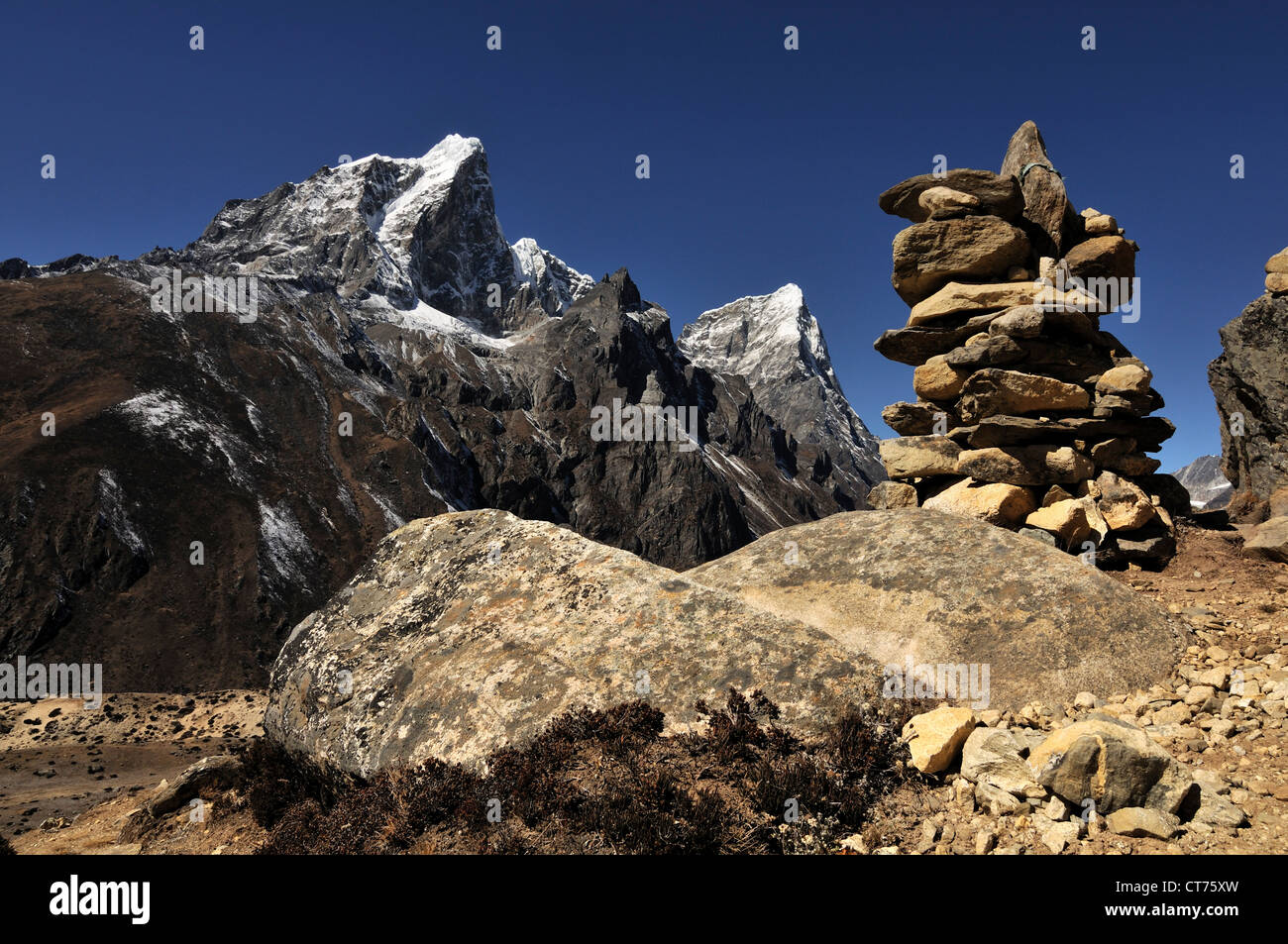 Nepal landscape with mountain range in background Stock Photo
