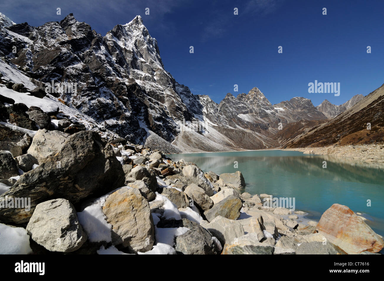 Chola Tsho lake in Nepal Stock Photo