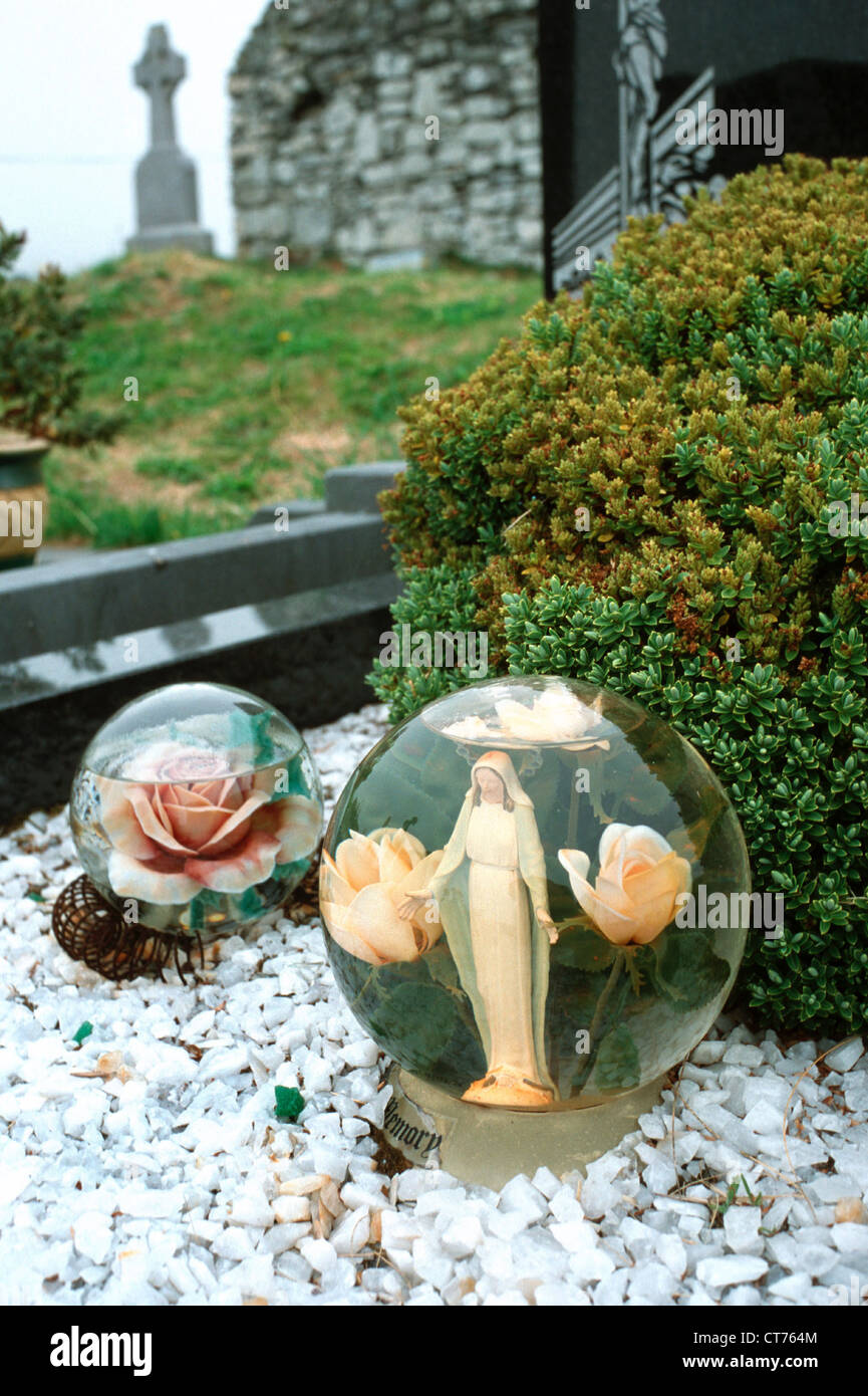 Ireland Grave Decorations Madonna In A Glass Ball Stock Photo Alamy