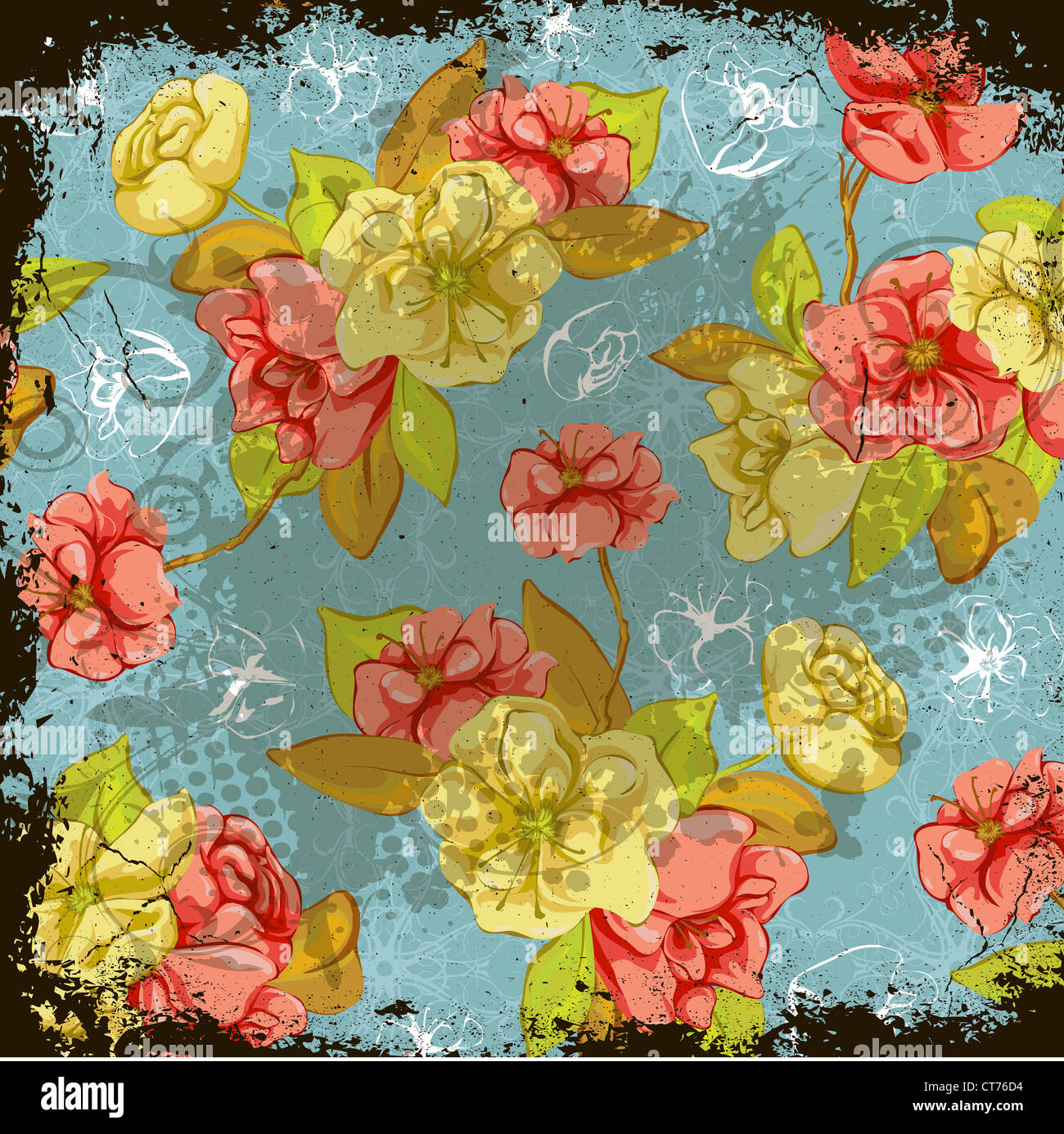 grunge floral background vector illustration Stock Photo - Alamy