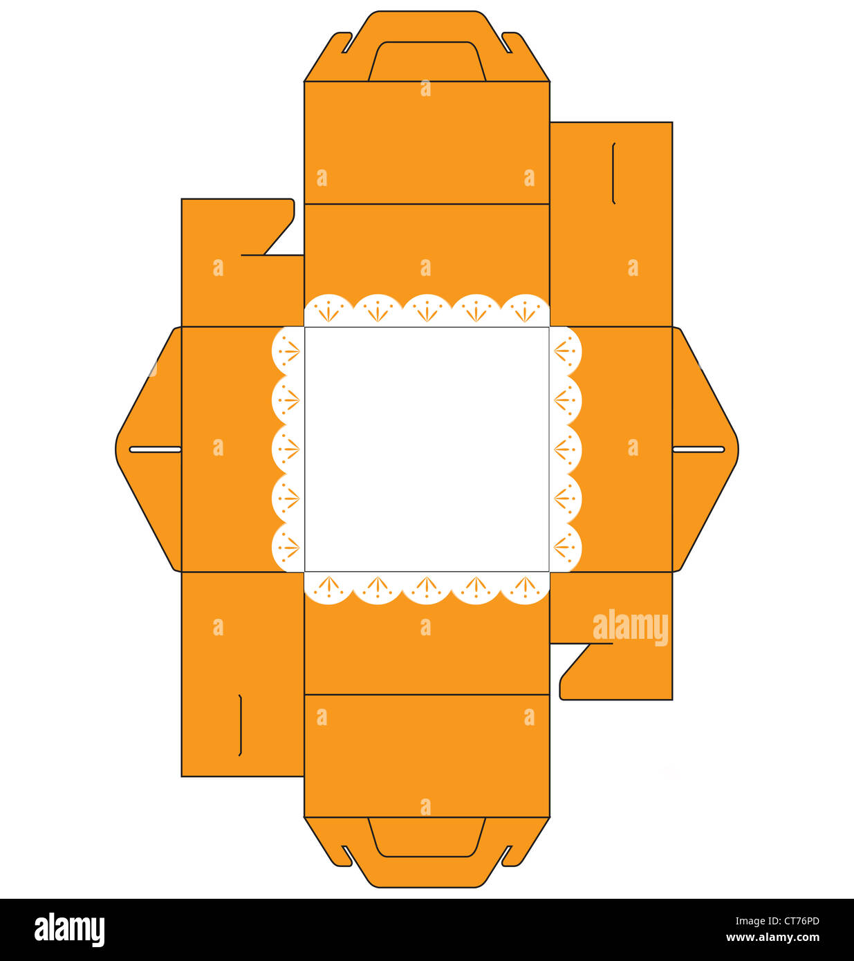 A template of a small square cake box, decorated with simple flower at the  bottom of the box Stock Photo - Alamy
