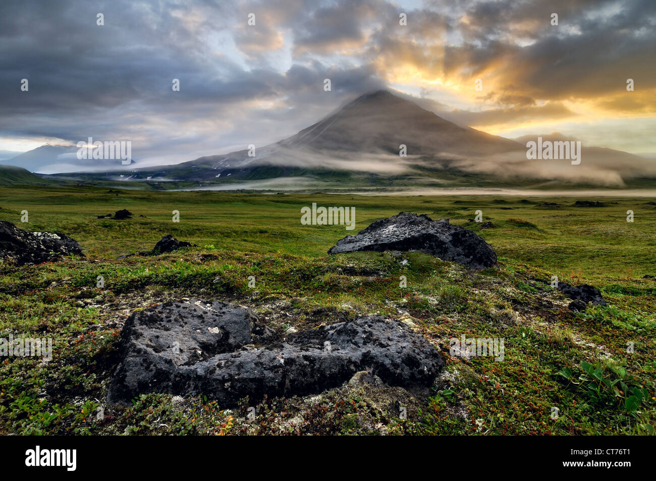 Ovalnaya Zimina volcano on Kamchatka Stock Photo