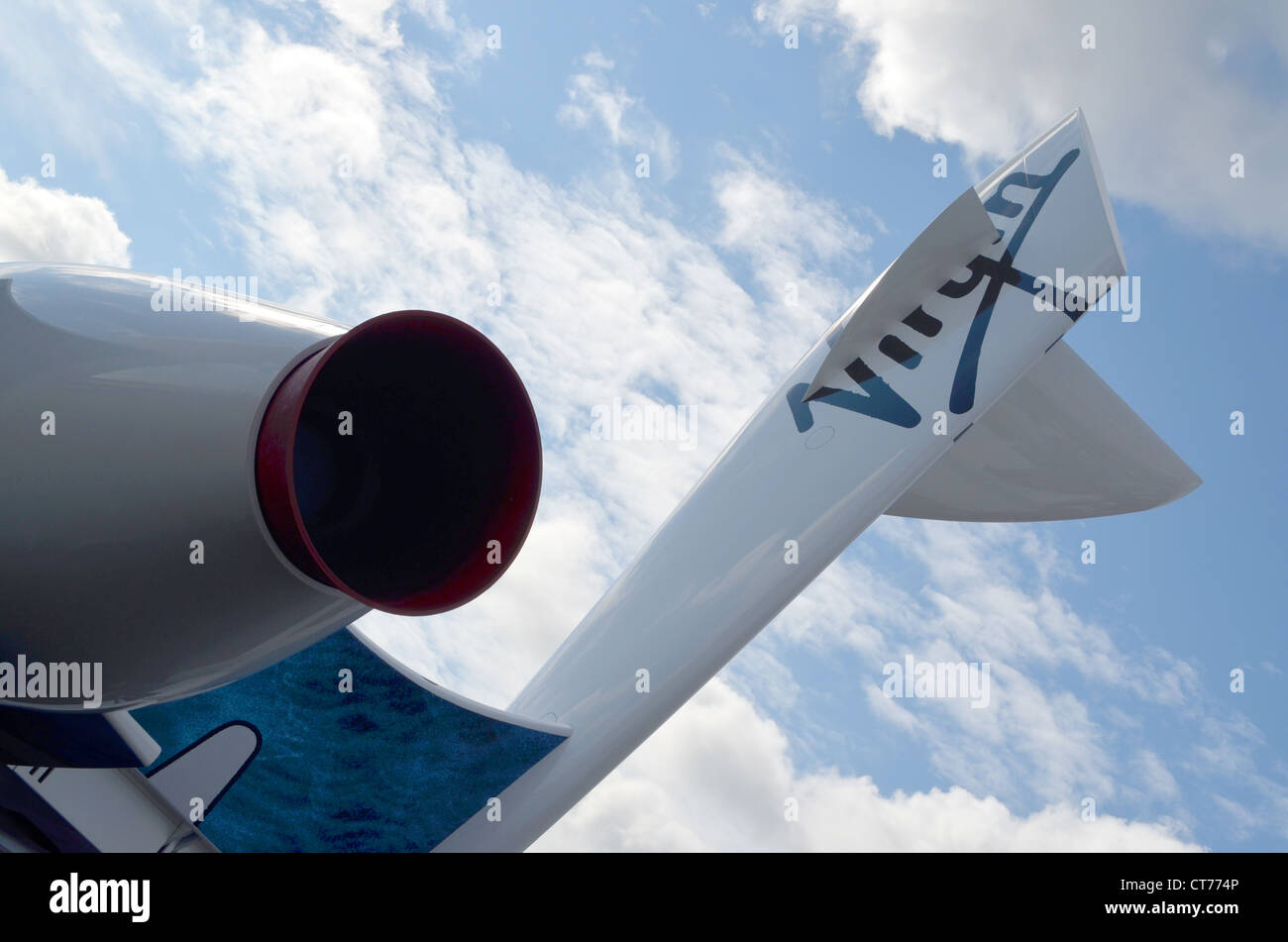 Replica of Virgin Galactic's SpaceShIpTwo at the Farnborough Air Show 2012. Stock Photo