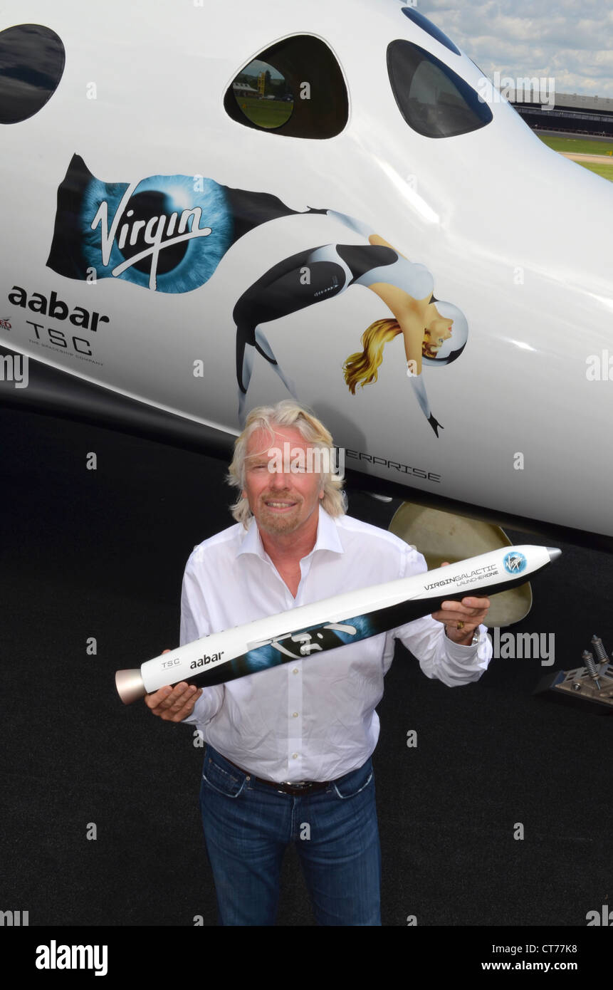 Sir Richard Branson, Founder of Virgin Galactic, at the Farnborough Airshow 2012. Stock Photo