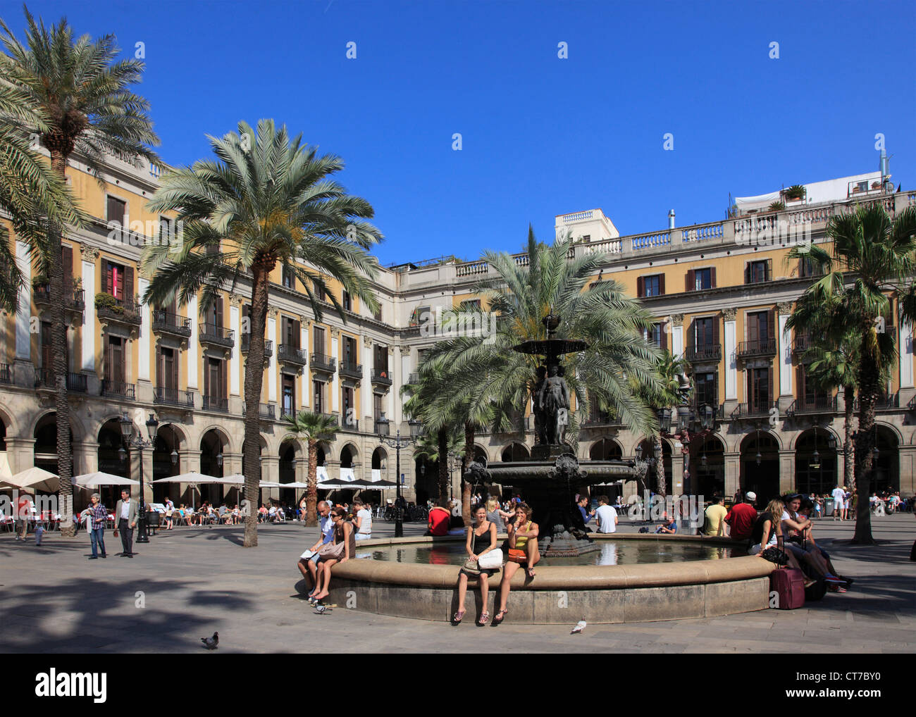 Spain, Catalonia, Barcelona, Placa Reial, Stock Photo