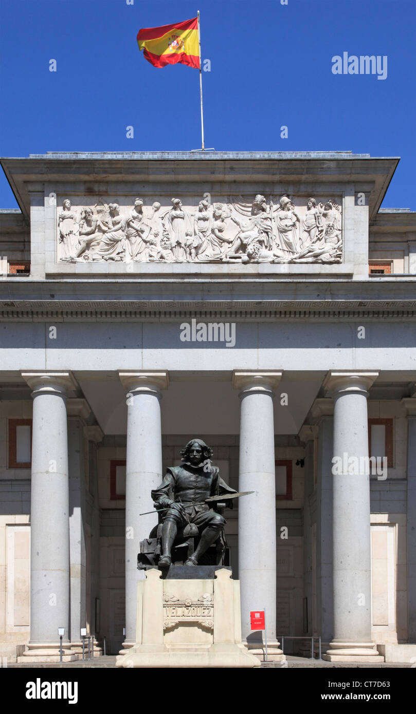 Spain, Madrid, Museo del Prado, Velazquez statue, Stock Photo