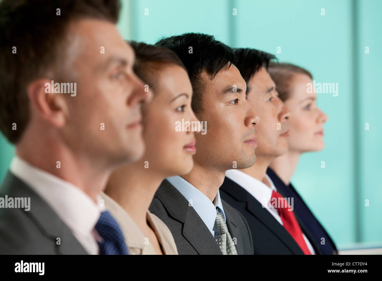 Multi racial businesspeople in a line, portrait Stock Photo