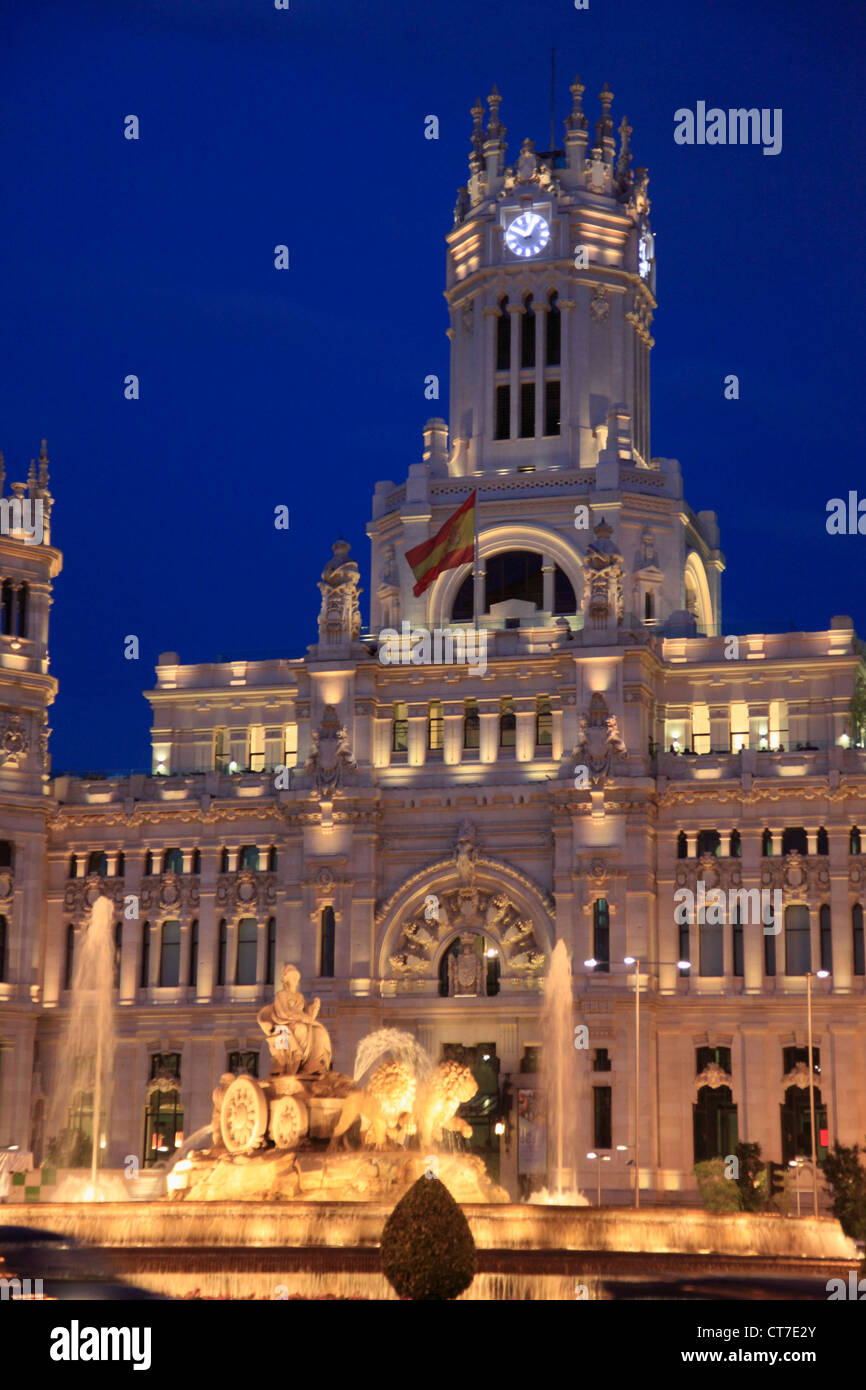 Spain, Madrid, Plaza de Cibeles, Ayuntamiento, City Hall, Stock Photo