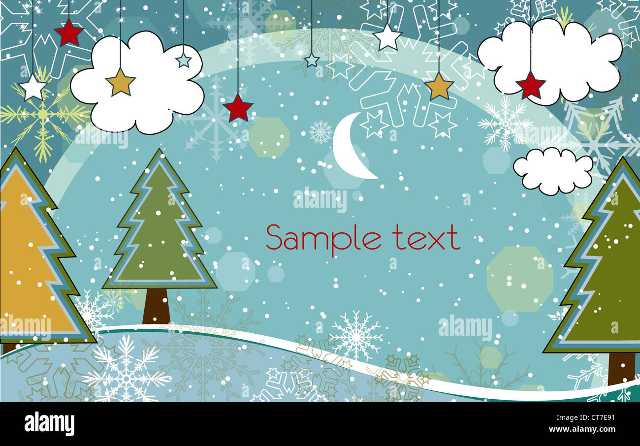 vector winter background with trees Stock Photo - Alamy