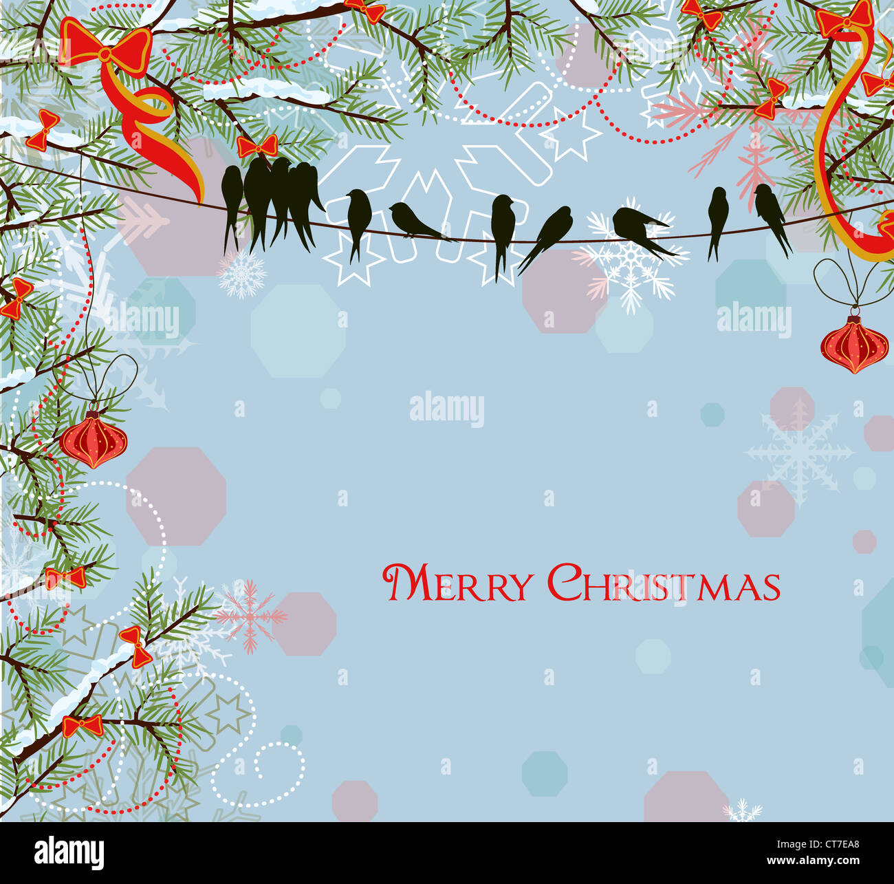 vector winter background with birds Stock Photo - Alamy