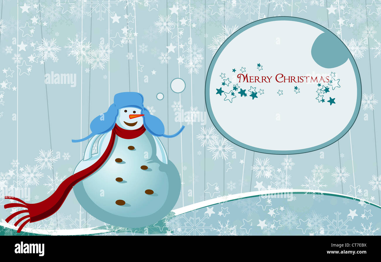 vector winter background with snowman Stock Photo - Alamy
