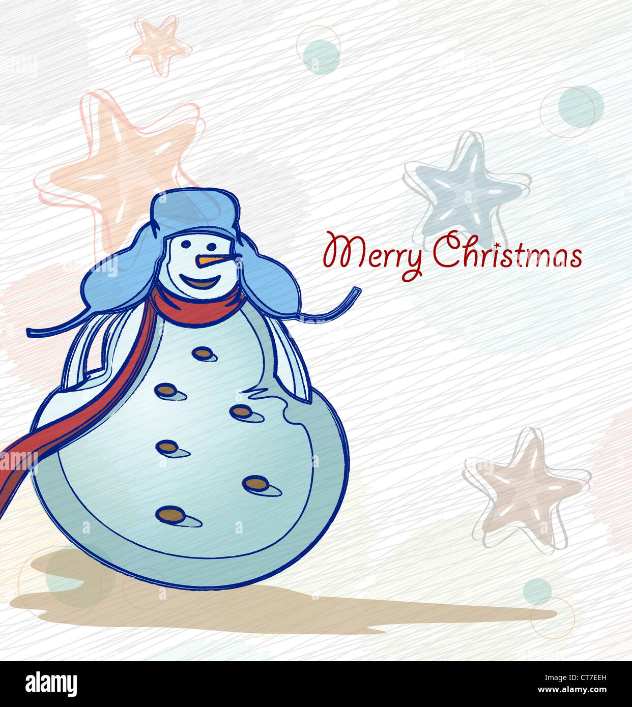 vector winter background with snowman Stock Photo - Alamy