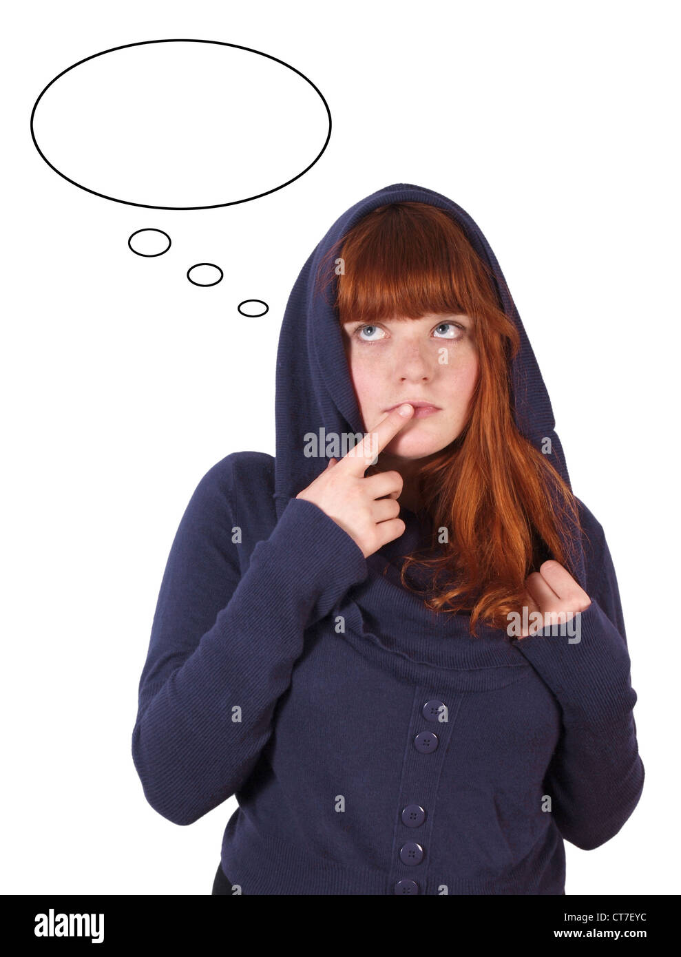 young woman with thought bubble Stock Photo