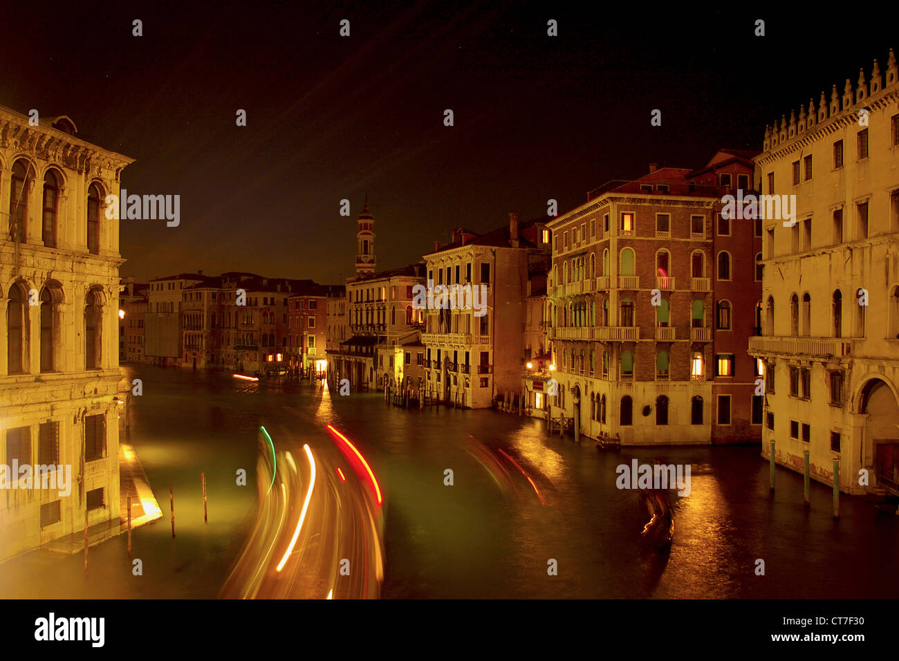 Venice By night, View from Rialto Bridge along the River Stock Photo ...
