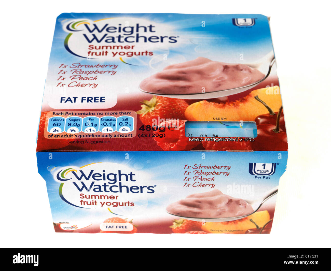 Weight Watchers Summer Fruit Yogurts Stock Photo