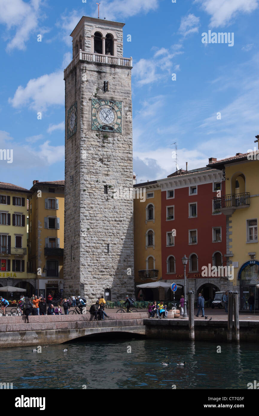 Torre Apponale, clock tower, Riva del Garda, Lake Garda, region Trentino-Alto Adige, province Trient, Italy, Europe Stock Photo