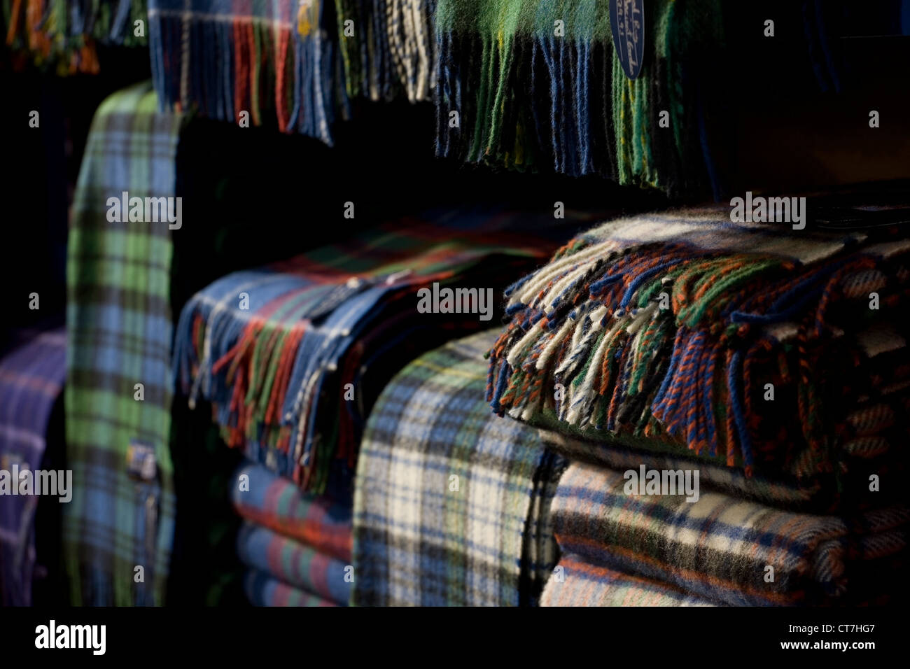 Items for sale at the Tartan Weaving Mill, Castlehill Stock Photo Alamy