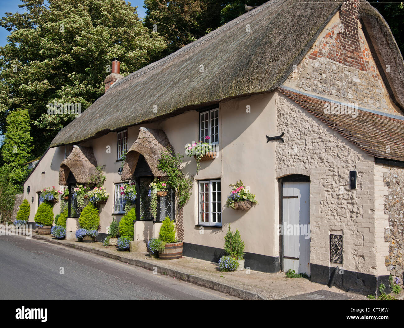 United Kingdom. England. Dorset. Bournemouth. Thatched cottage. Stock Photo