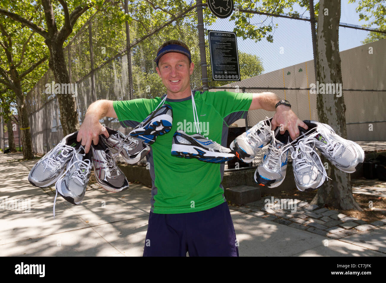 Australian ultra marathon runner Grahak Cunningham  on the course of the 2012 Self-Transcendence 3100 Mile Race. Stock Photo