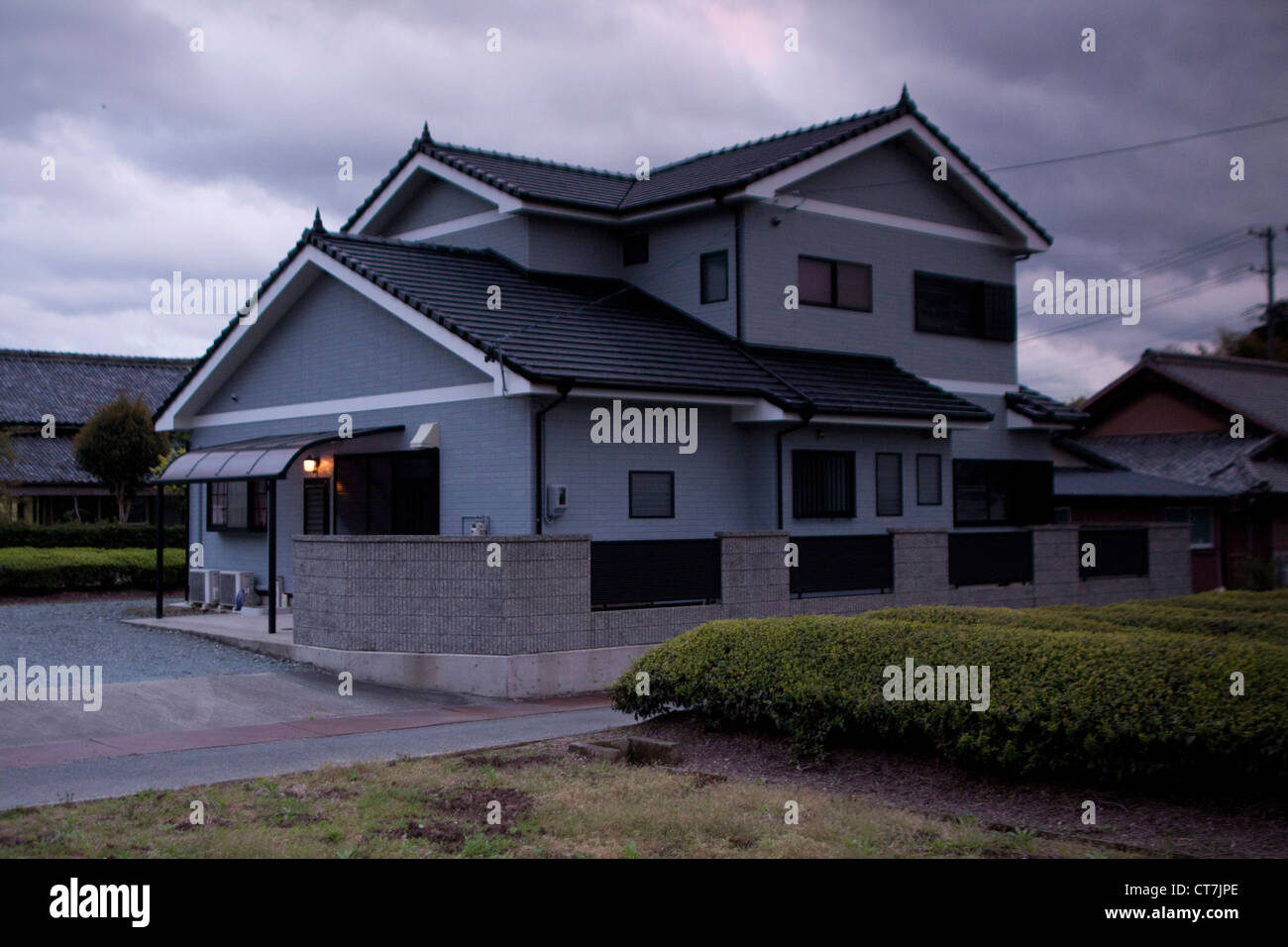 Modern Japanese house in the rural Japanese village of Seiwa. Stock Photo