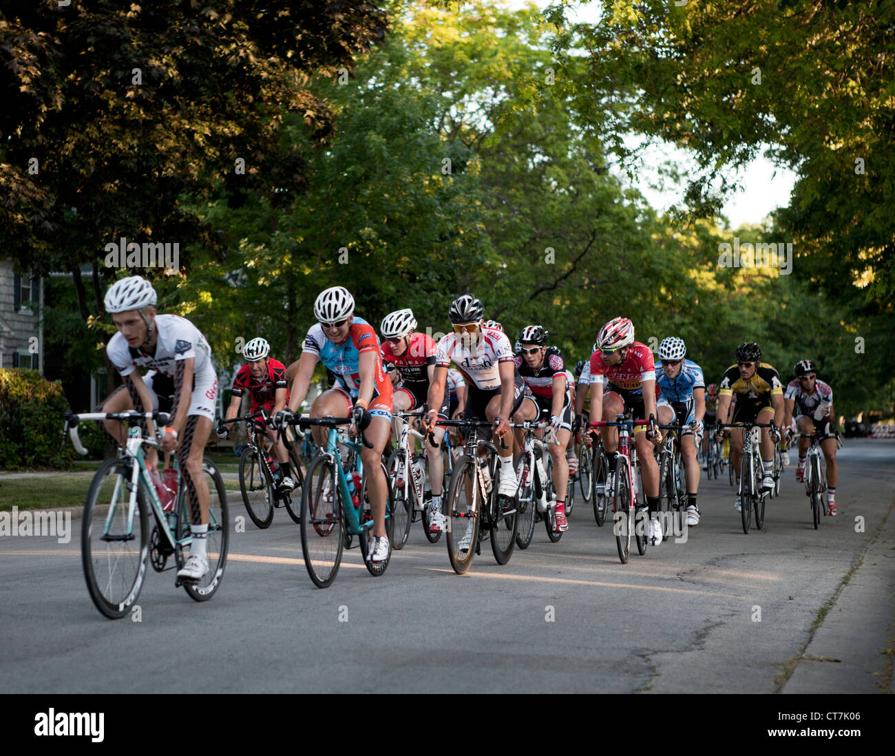 The Shorewood, Wisconsin Criterium is an annual event on the streets of this village. Stock Photo