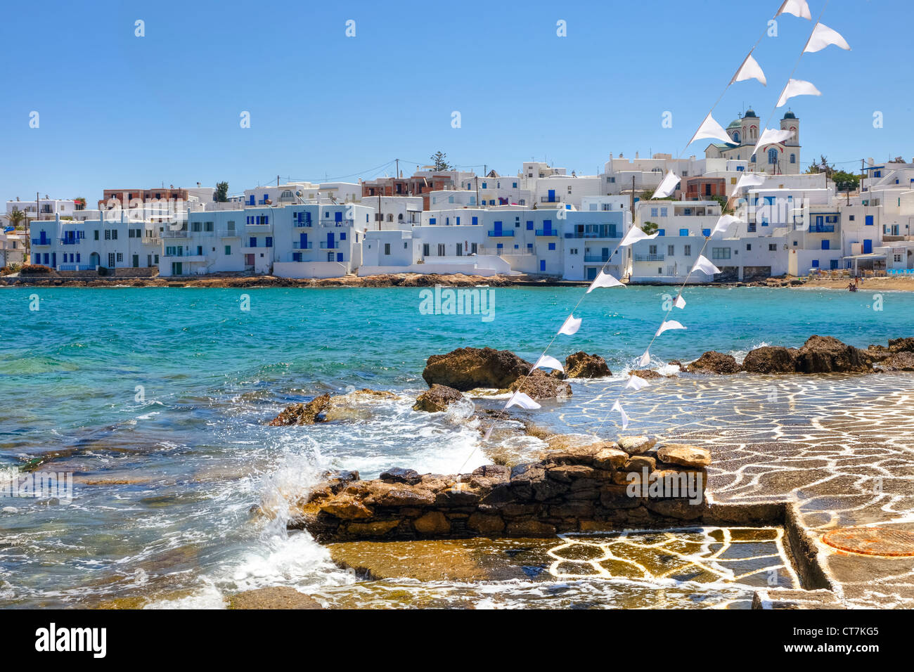 Overlooking the old town of Naoussa, Paros, Greece Stock Photo Alamy