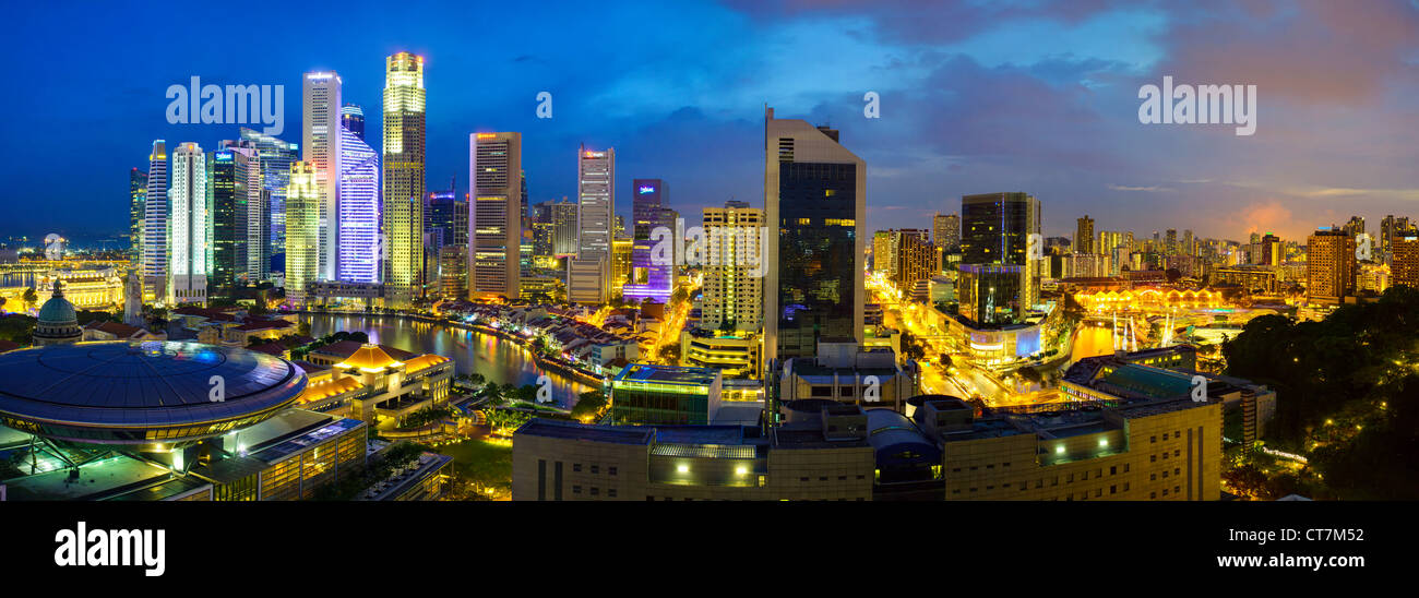 South East Asia, Singapore, Elevated view over the Entertainment district of Clarke Quay, the