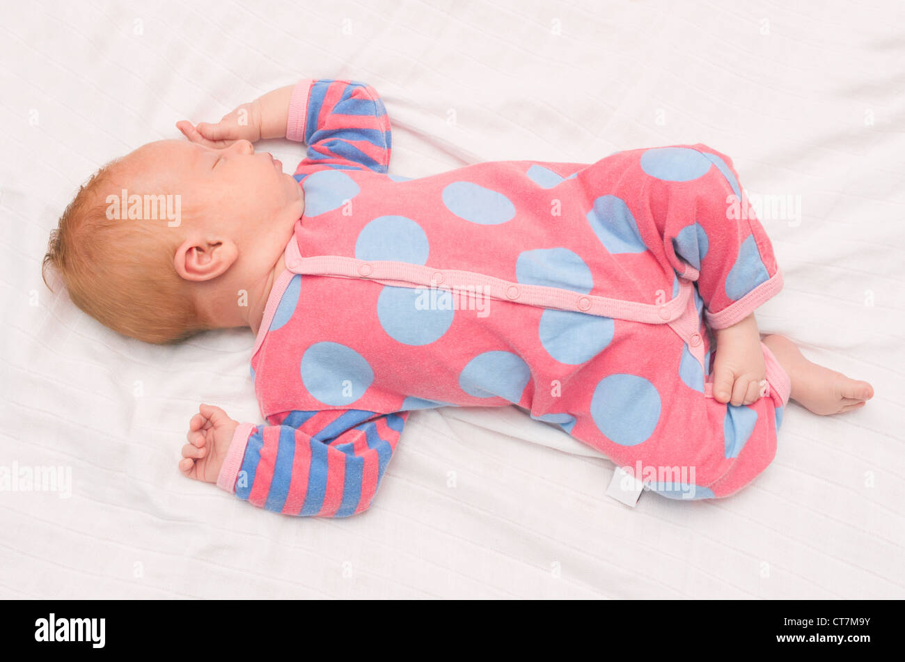 Newborn Baby Sleeping on White Blanket Stock Photo Alamy