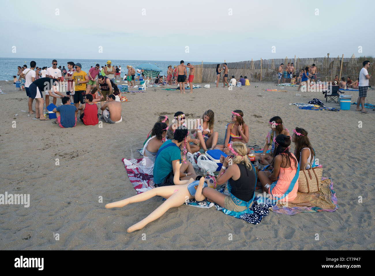 young people mojacar beach summer spain Stock Photo