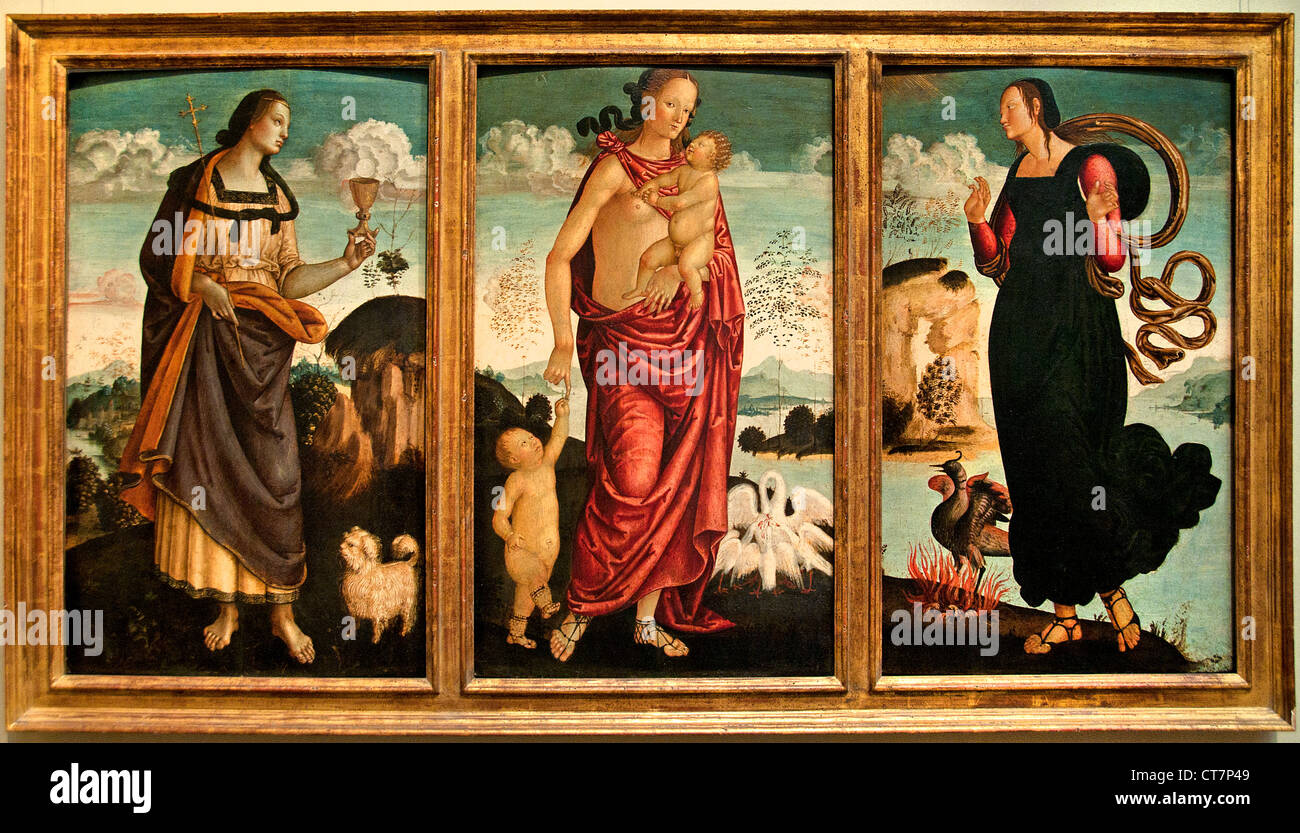The Theological Virtues Faith Charity Hope Ubrian painter 1500 Italy Italian Stock Photo