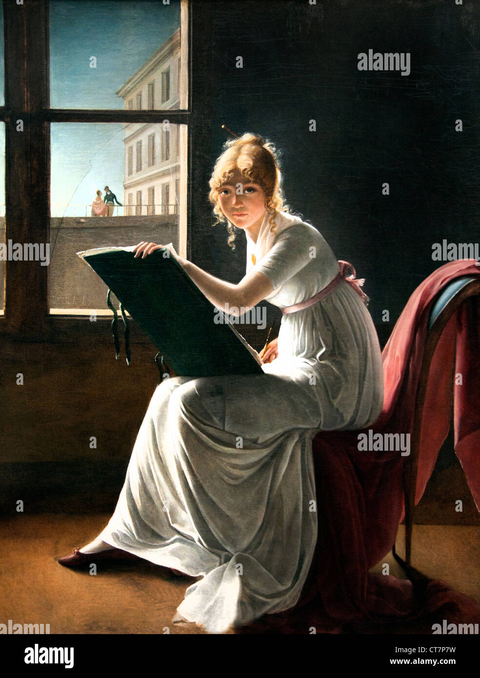 Young Woman Drawing 1801 Marie Denise Villers France French Stock Photo