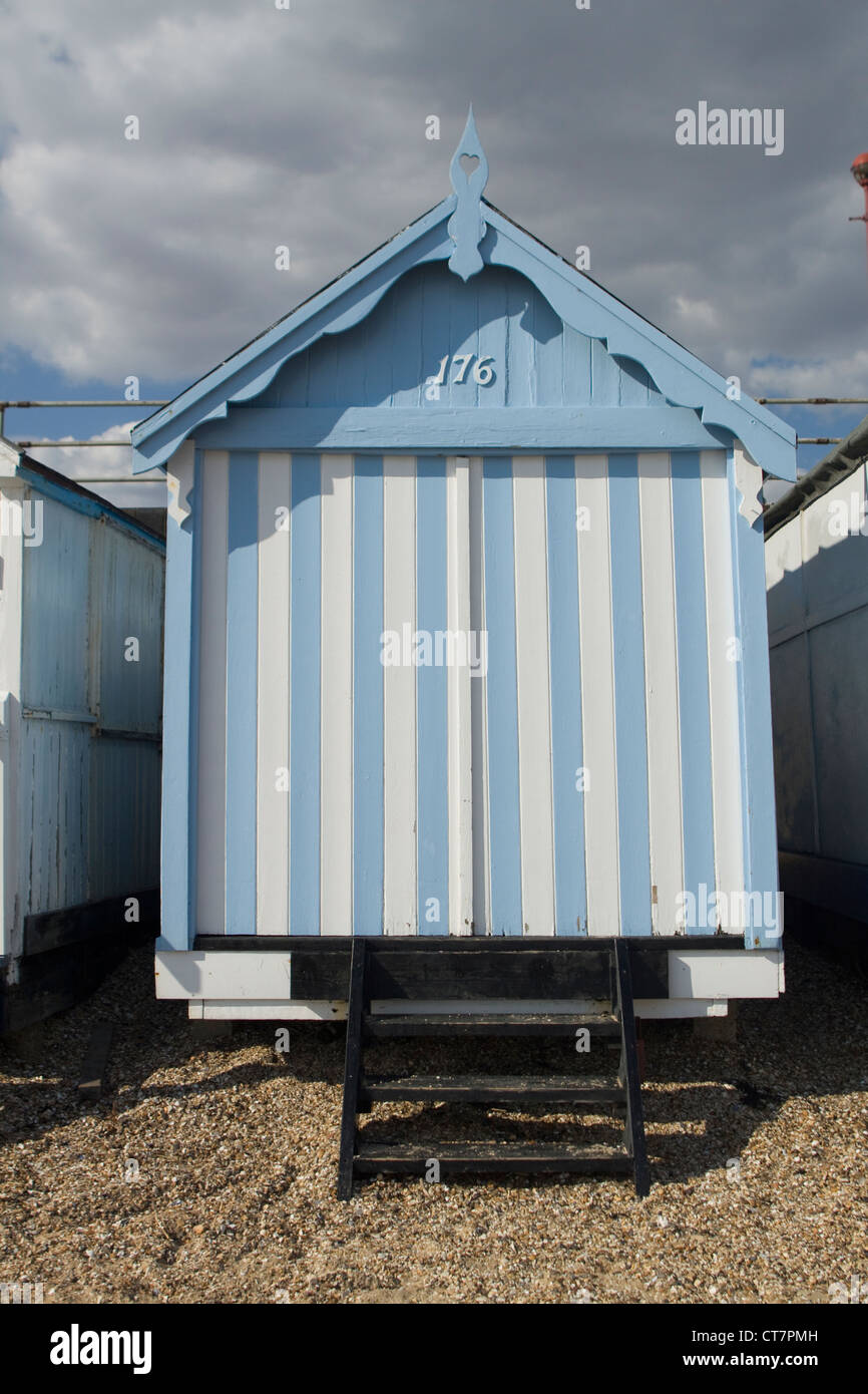 Beach Huts at Southend-on-Sea beach in Essex, England. Stock Photo