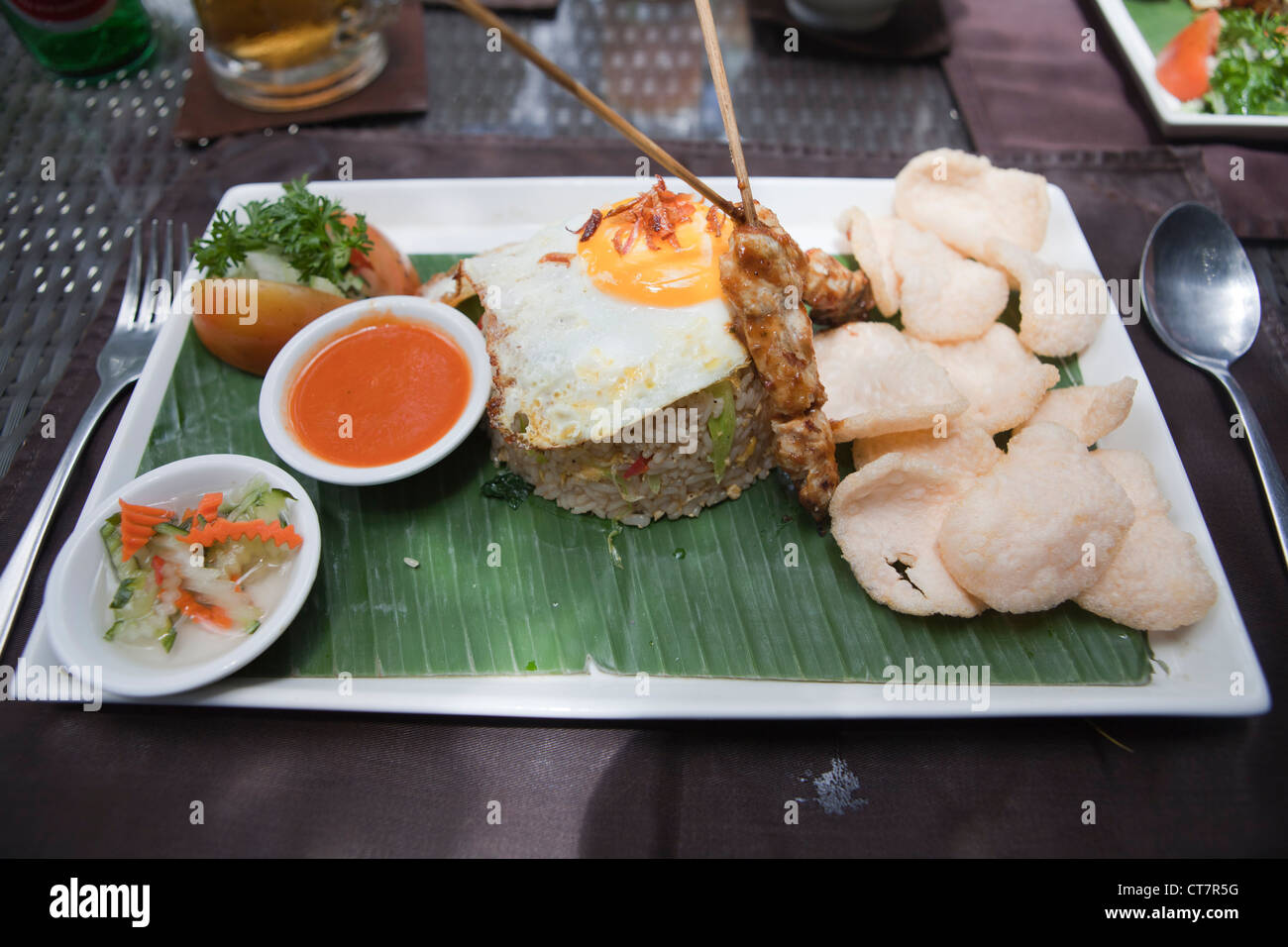 Nasi Goreng is an Indonesian fried rice dish that is very popular in Bali, Indonesia Stock Photo