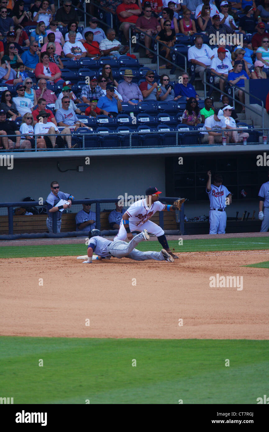 Pick off play at first base Stock Photo Alamy