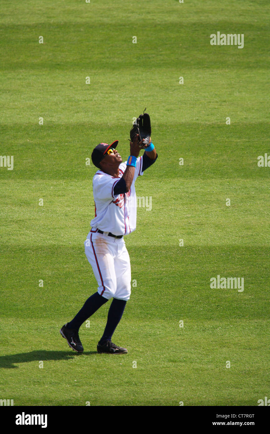 Outfielder fly ball Stock Photo
