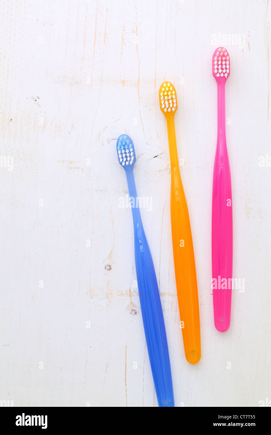 toothbrushes on white background Stock Photo - Alamy