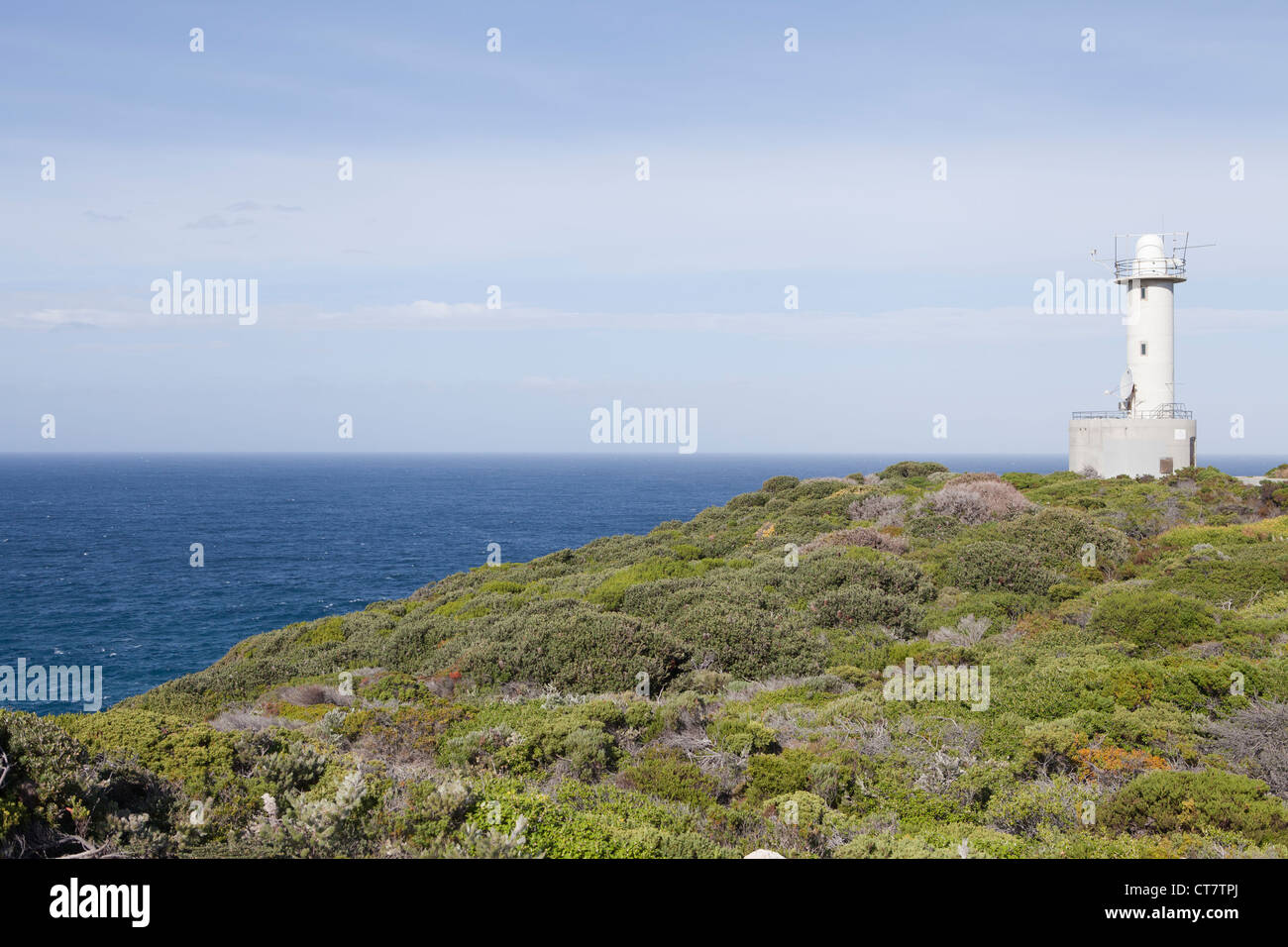 Cave Point Cospas-Sarsat lighthouse on the coast of Albany, Western Australia. Stock Photo