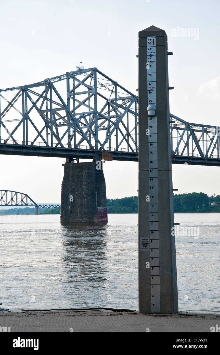 Kentucky, Louisville, Riverfront Park, Ohio River water level flood