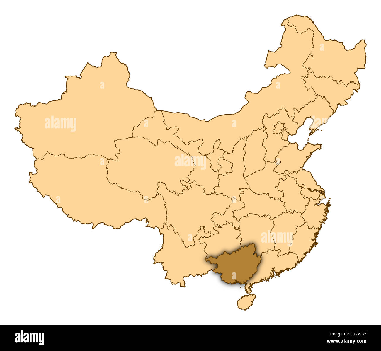 Map Of China Where Guangxi Is Highlighted Stock Photo Alamy Map Of China Where Guangxi Is Highlighted Stock Photo Alamy
