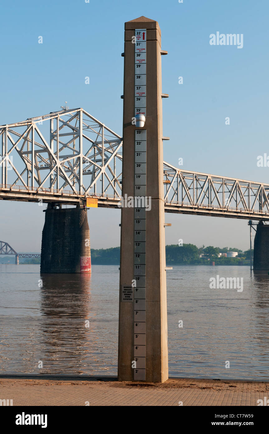 Kentucky, Louisville, Riverfront Park, Ohio River water level flood