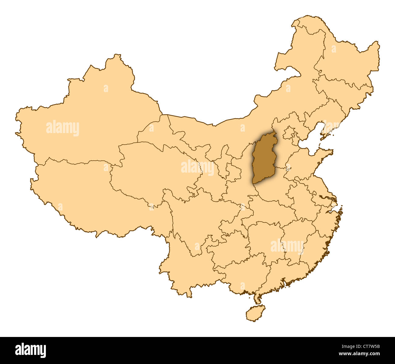 Map of China where Shanxi is highlighted Stock Photo - Alamy