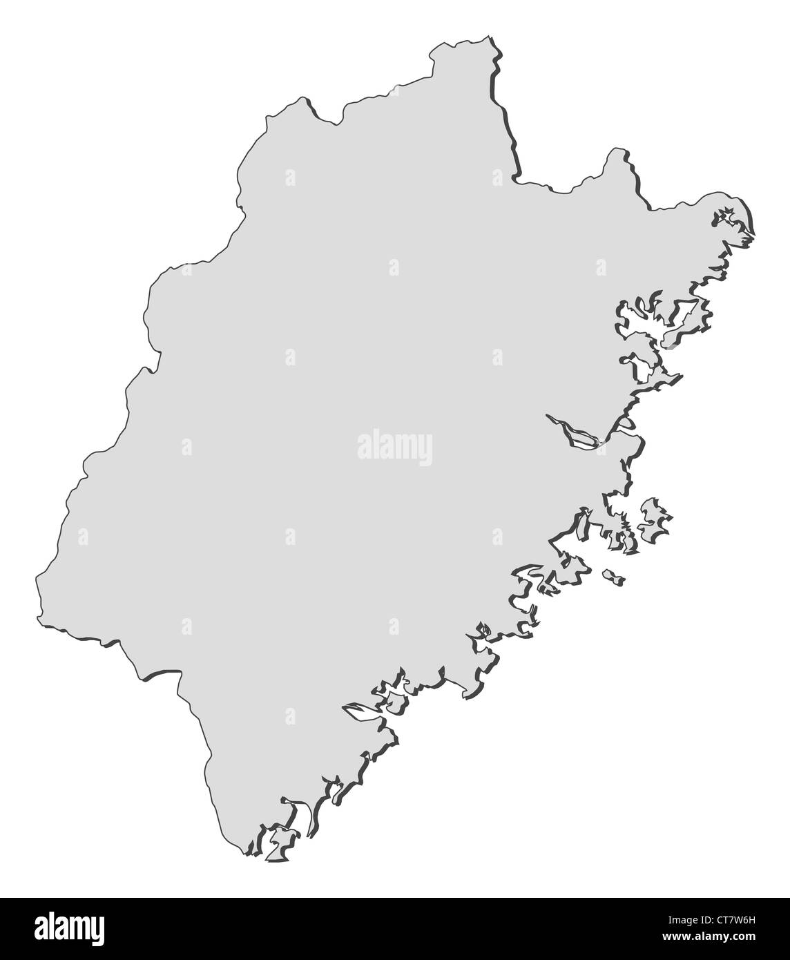 Map of Fujian, a province of China. Stock Photo