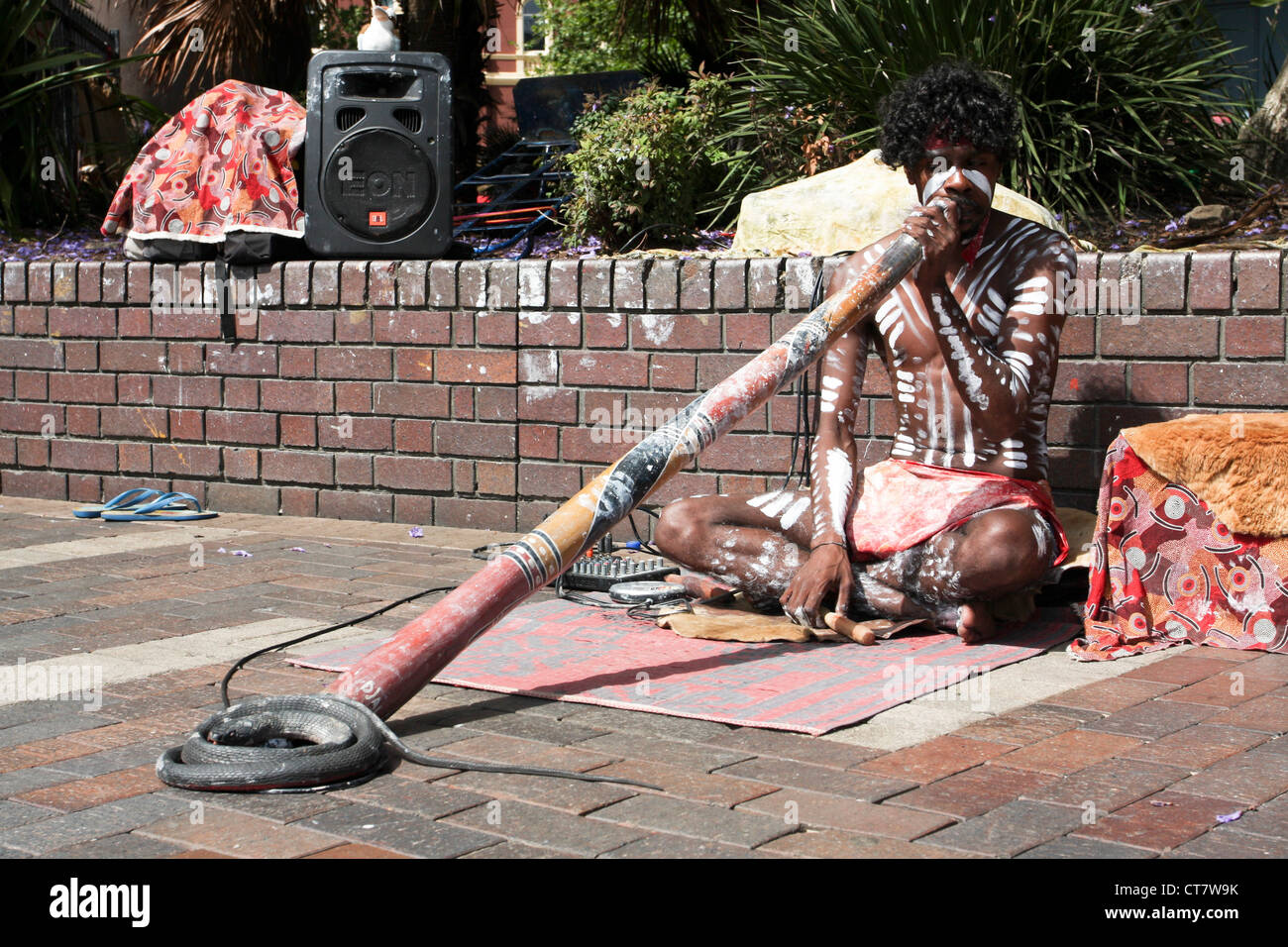 Sydney, Australia Aboriginal Didgeridoo player Stock Photo