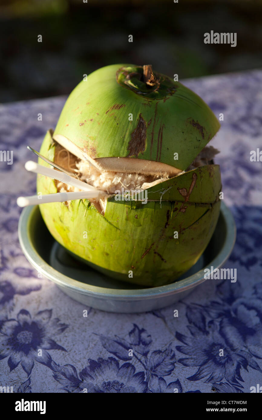Coconut drink on the Indonesian island of Bali, Asia Stock Photo Alamy
