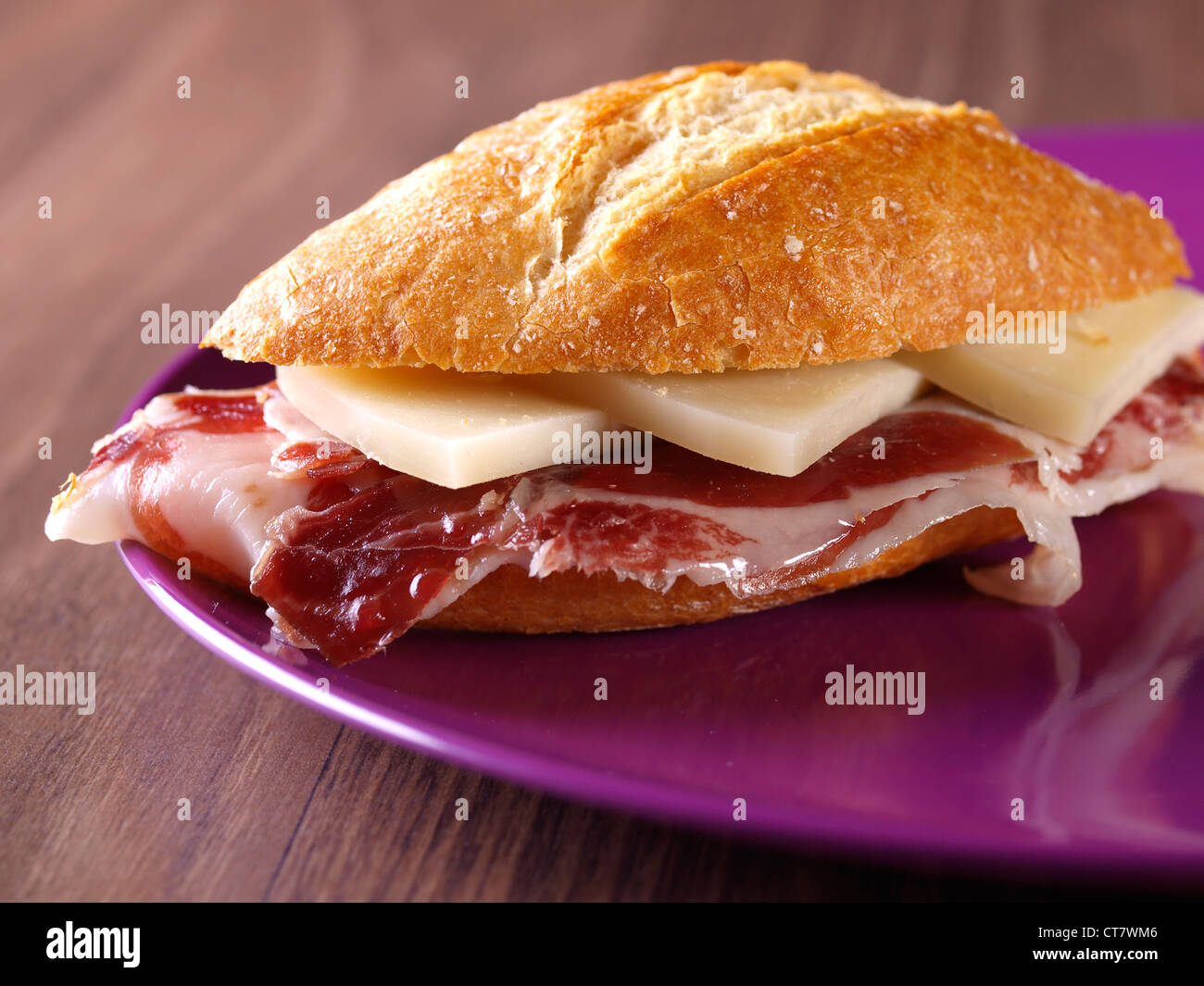 Cured ham and cheese sandwich. Cured ham and cheese Sandwich. Typical