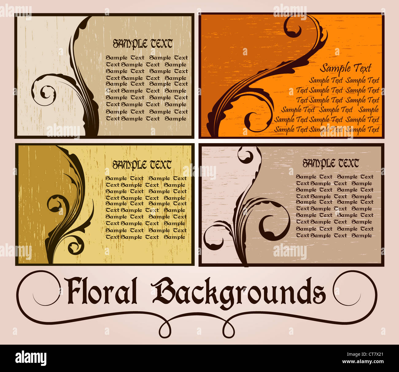 floral backgrounds vector set Stock Photo - Alamy