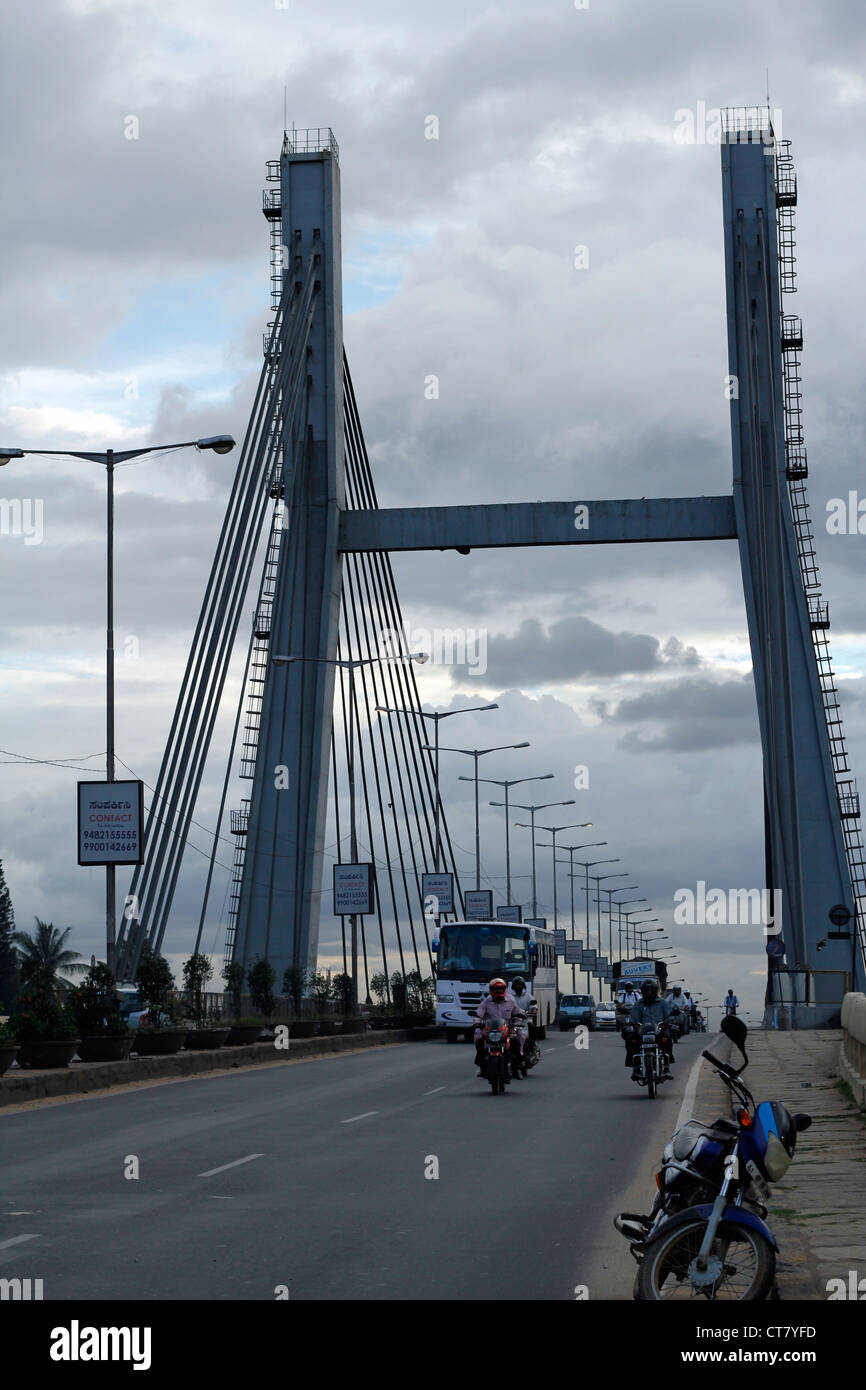 Cable bridge krishnarajapura suburb bangalore hires stock photography